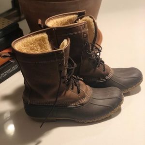 LL Bean Boots, 10" Leather Shearling-Lined